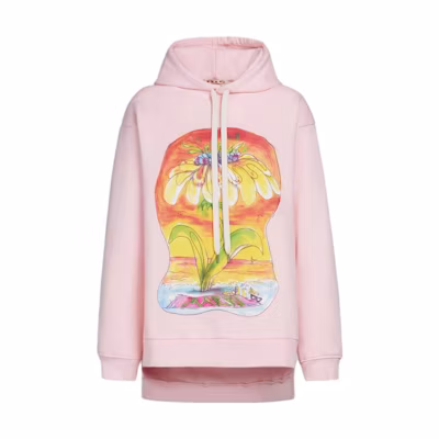 (Women) MARNI Pink Floral Print Oversized Hoodie Long Sleeve Sweater FLJE0179P3-USCV45-DDC13
