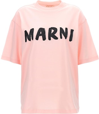 (Women) MARNI Pink Solid Color Letter Print Short Sleeve T-Shirt. THJET49EPH-USCS11-LOC13 Buy (Women) MARNI Pink Solid Color Letter Print Short Sleeve T-Shirt. THJET49EPH-USCS11-LOC13
