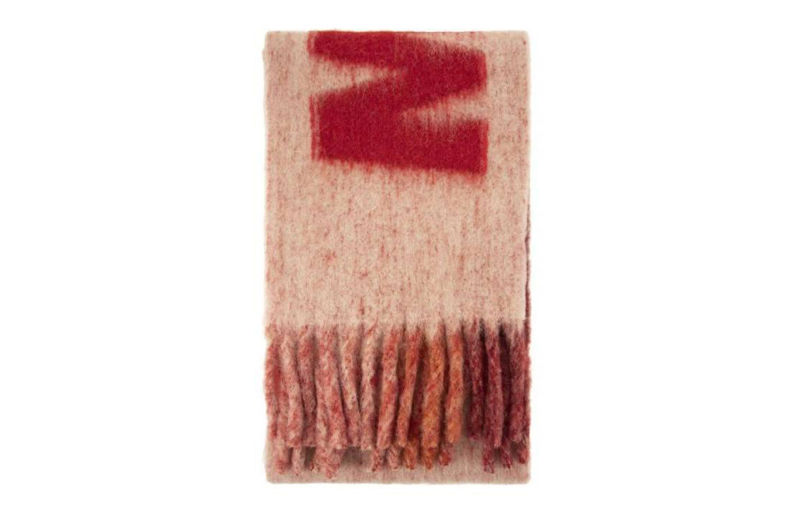 Order (W) マルニ ピンク ウール ロゴ刺繍 マフラー SCMC0103A0UAW017JQC12