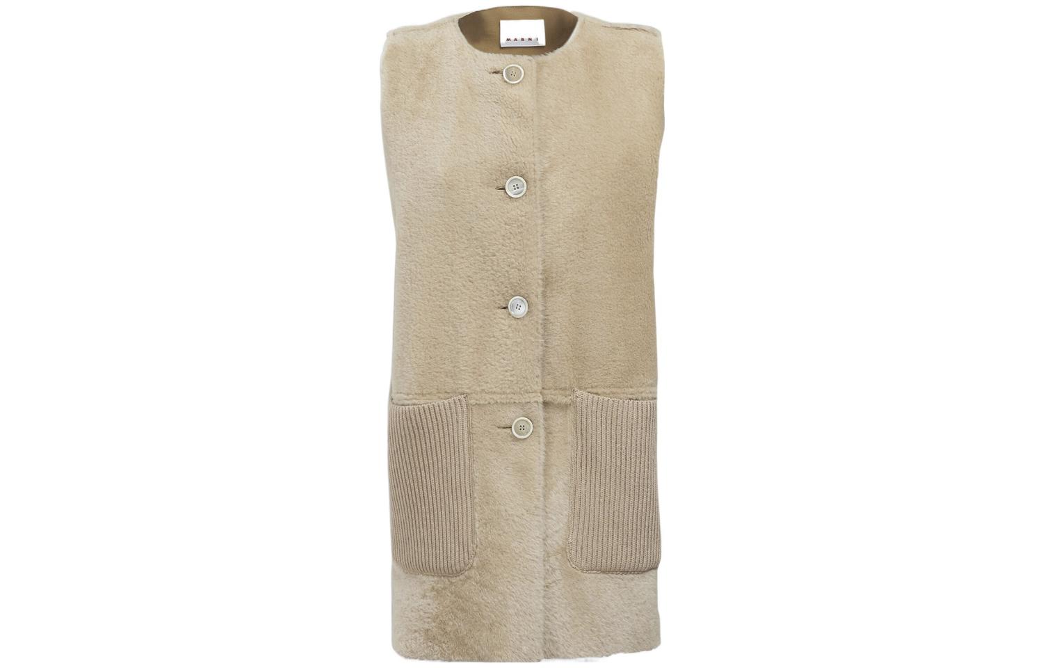 (Women) MARNI  Sleeveless Solid Color Button-Up Vest Beige GLMXE02BLQ-ULM094-ROM20