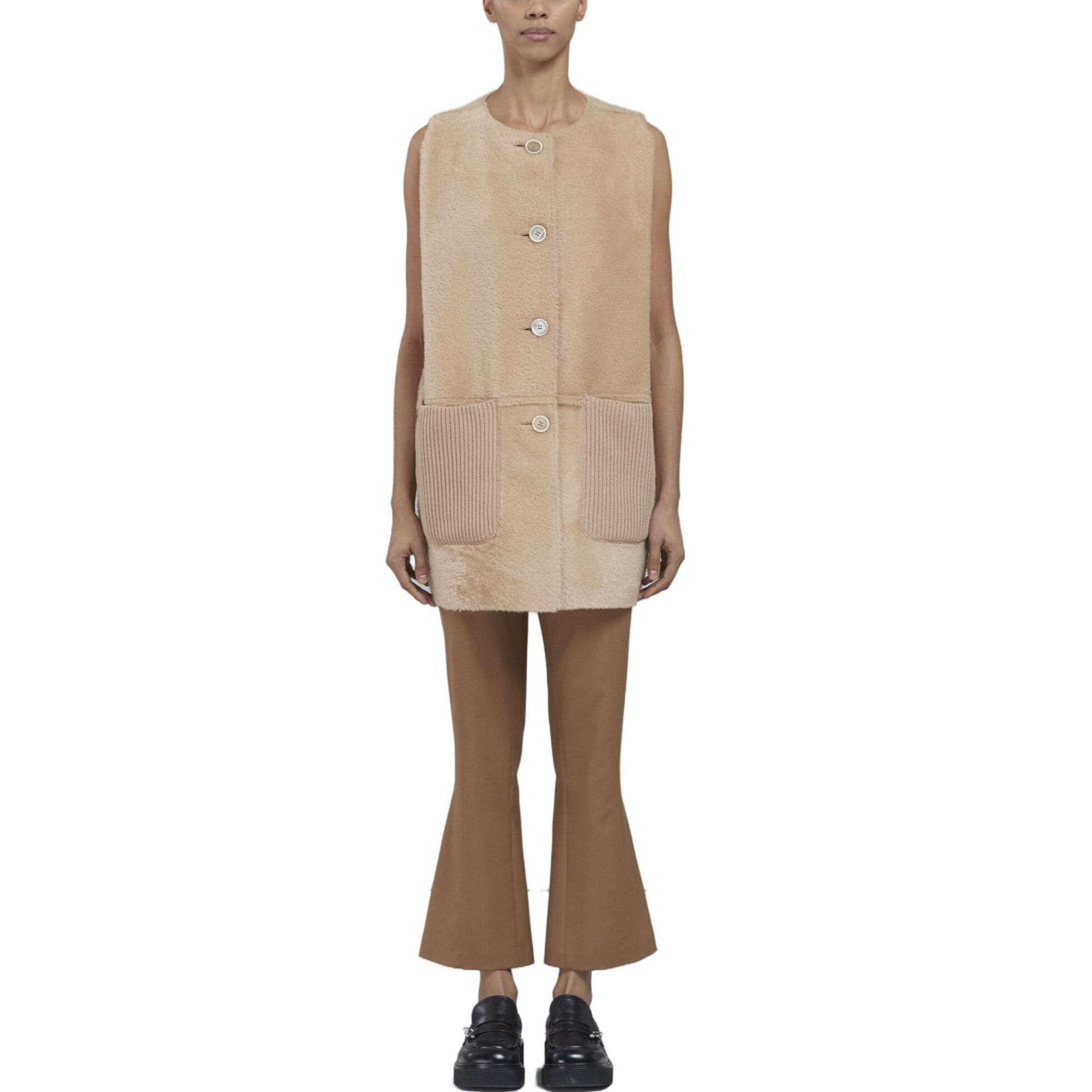 Lookbook (W) MARNI 無袖純色釦式背心 米色 GLMXE02BLQ-ULM094-ROM20