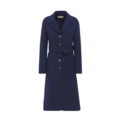 (Women) MARNI Slim Fit Belted Long Coat Blue CPMA0190K-UTW840-00B80