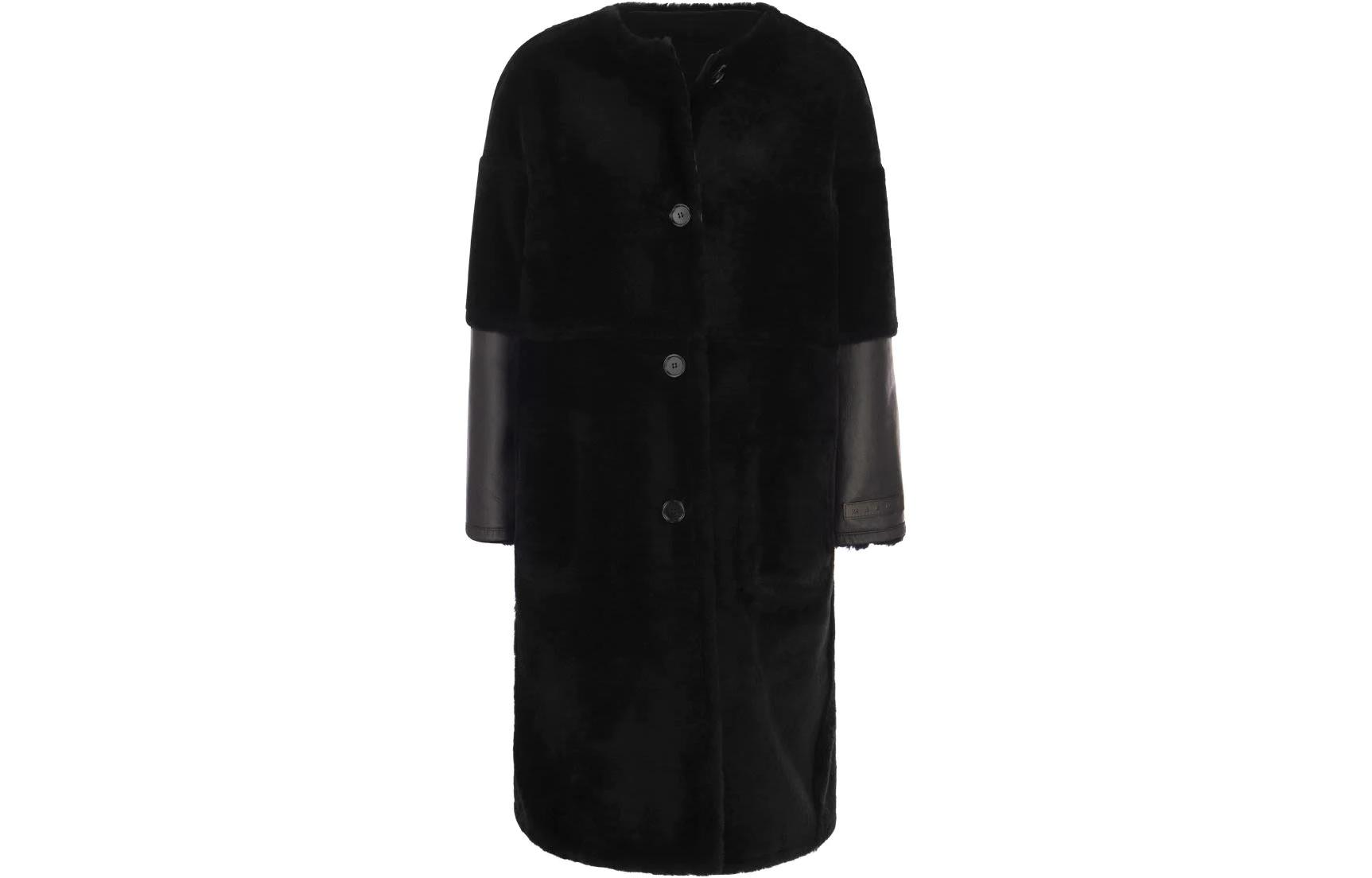 Order (W) 마르니 솔리드 컬러 미드 렝스 코트 블랙 CPMX0139B1-ULM094-RON99