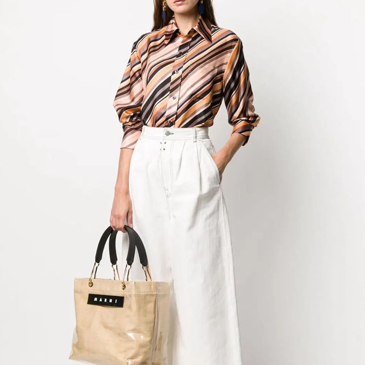 Lookbook (W) MARNI 條紋長袖襯衫棕色條紋款 CAMA0103A0-TSF57-RAM02