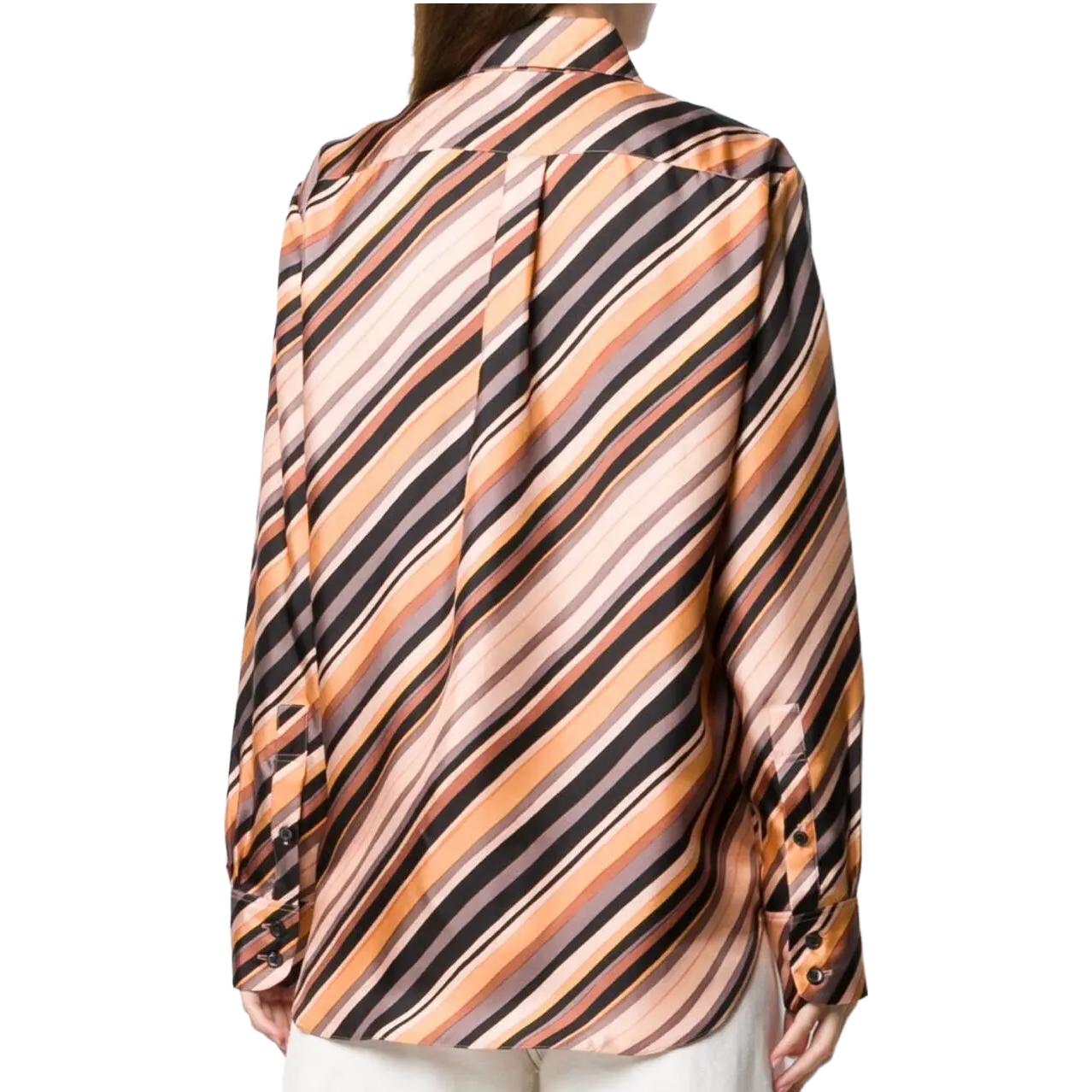 Shop (W) MARNI 條紋長袖襯衫棕色條紋款 CAMA0103A0-TSF57-RAM02