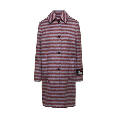 (Women) Marni Striped Collar Long Fit Coat - Purple Red CPMA0216MU-UTW99-7STR79