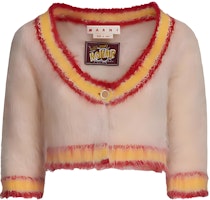 (Women) MARNI Striped V-Neck Long Sleeve Cropped Cardigan Sweater Light Yellow CDMD0320Q0-UFU108-00W31 (Women) MARNI Striped V-Neck Long Sleeve Cropped Cardigan Sweater Light Yellow CDMD0320Q0-UFU108-00W31