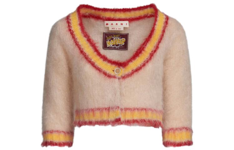 Order (W) 마르니 스트라이프 브이넥 크롭 롱슬리브 가디건 스웨터 라이트 옐로우 CDMD0320Q0-UFU108-00W31