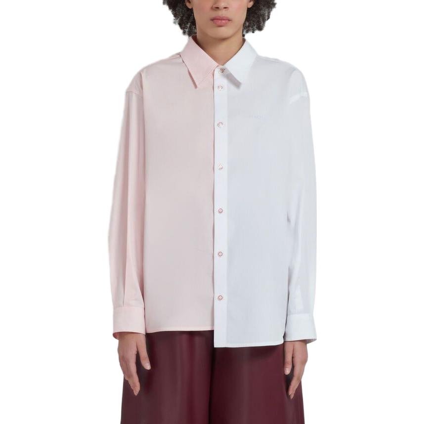 Lookbook (W) 마르니 투톤 패치워크 루즈핏 긴팔 셔츠 멀티컬러 CAMA0546QX-UTC223-00W01