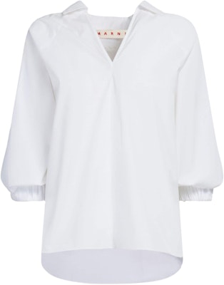 (Women) MARNI V-Neck Cotton 3/4 Sleeve Shirt Optical White TTMA0226X0-UTC223-00W01 Buy (Women) MARNI V-Neck Cotton 3/4 Sleeve Shirt Optical White TTMA0226X0-UTC223-00W01