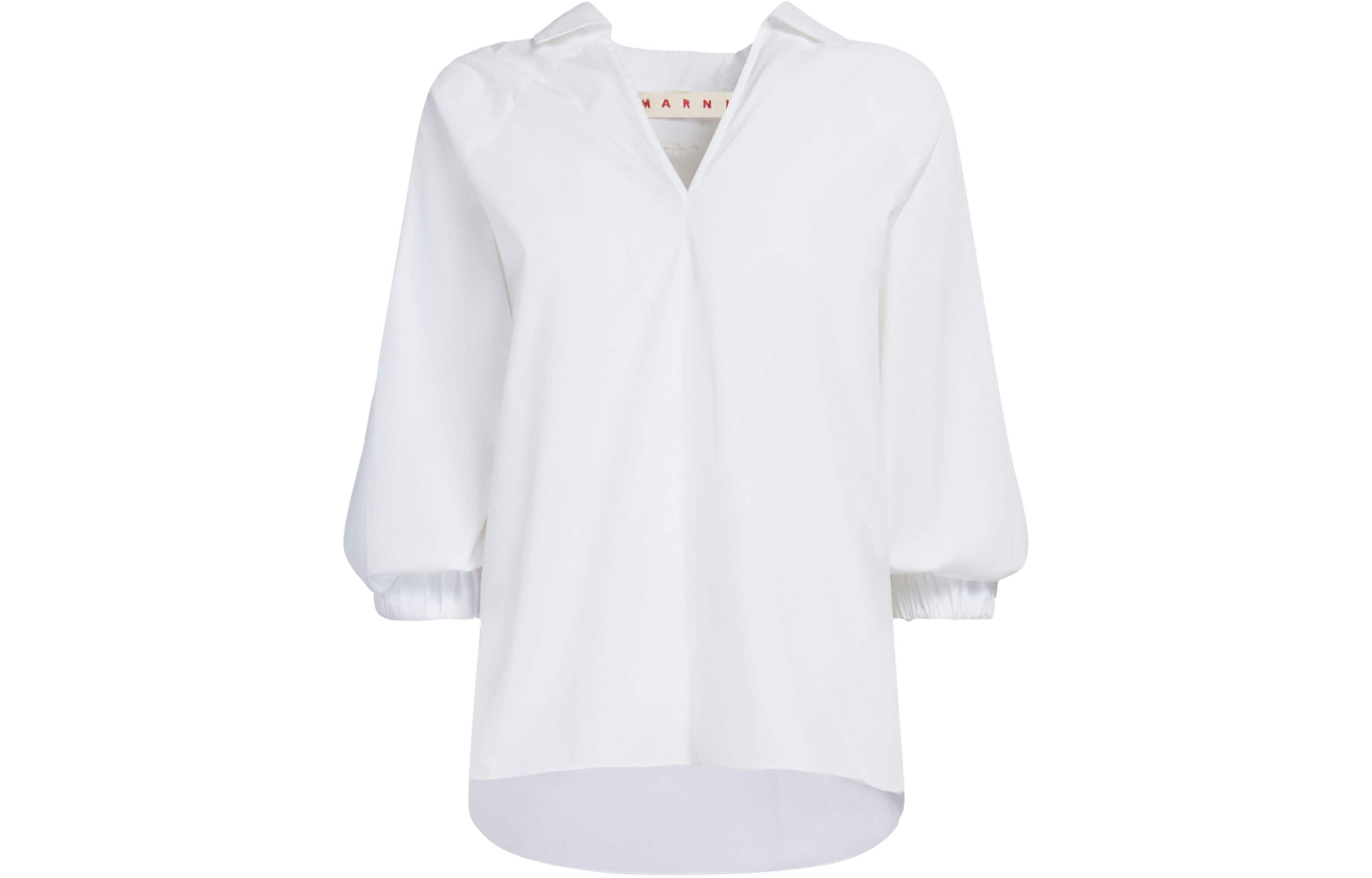 Order (W) MARNI Vネック コットン 3/4スリーブシャツ オプティカルホワイト TTMA0226X0-UTC223-00W01