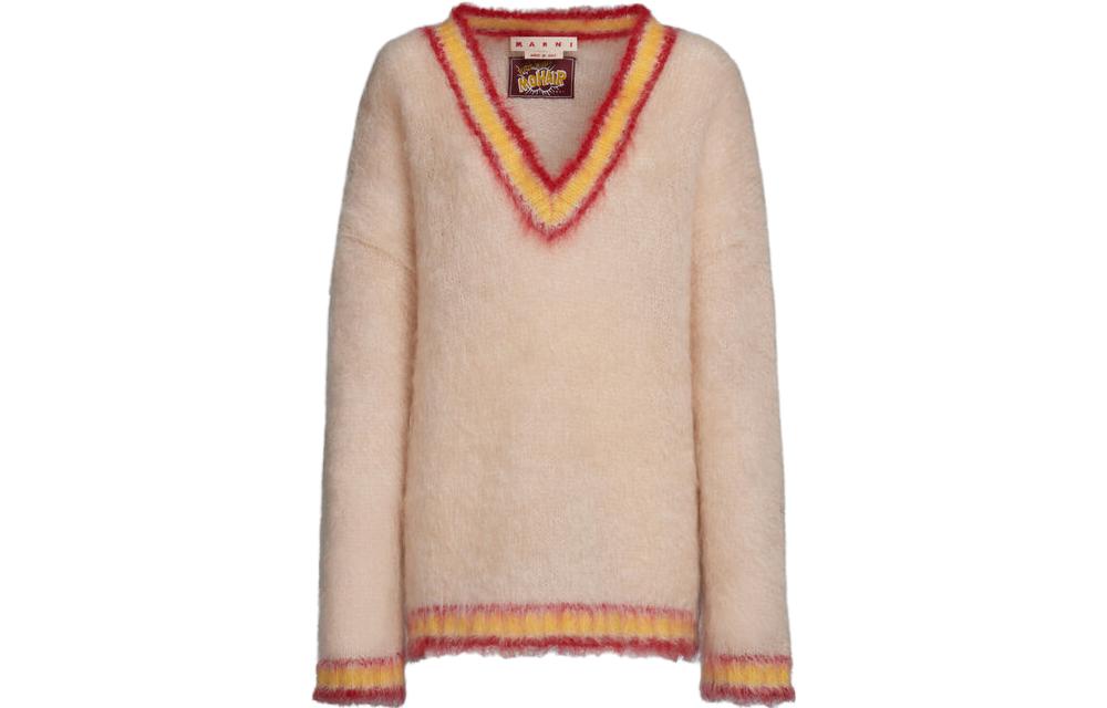 (Women) MARNI  V-Neck Long Sleeve Sweater Mustard Brown CVMD0107Q0UFU10800W31