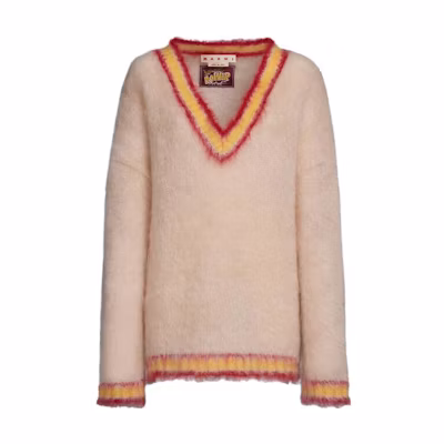 (Women) MARNI V-Neck Long Sleeve Sweater Mustard Brown CVMD0107Q0UFU10800W31