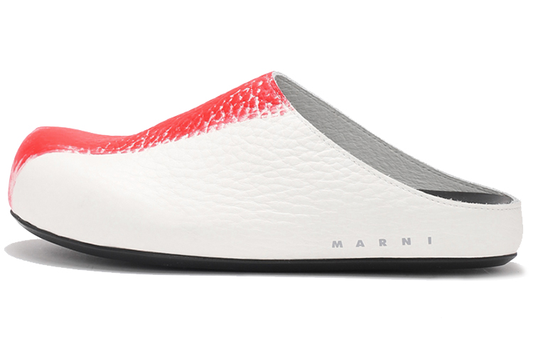 (W) Marni 'White Grainy Leather Mules'