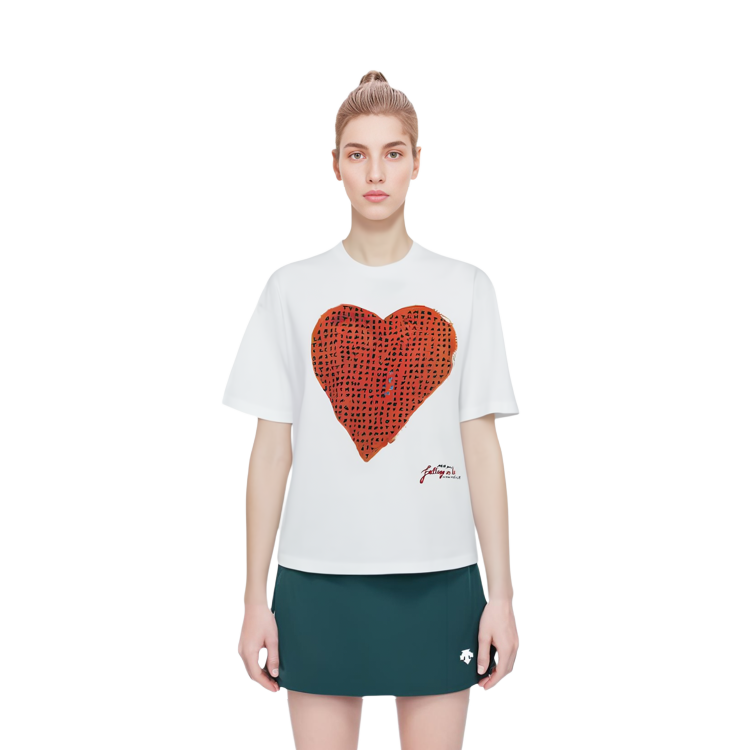 Details for (W) 마르니 화이트 하트 프린트 캐주얼 크루넥 반팔 티셔츠 THJET49EP7USCV37H2W01
