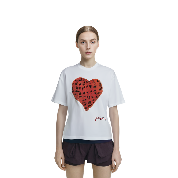 Sizing (W) 마르니 화이트 하트 프린트 캐주얼 크루넥 반팔 티셔츠 THJET49EP7USCV37H2W01