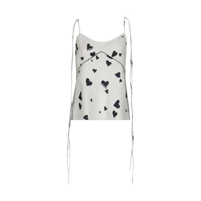 (Women) MARNI White Sleeveless Top with Heart Print Allover Pattern. TTMA0269I0-UTSG03-BHW03