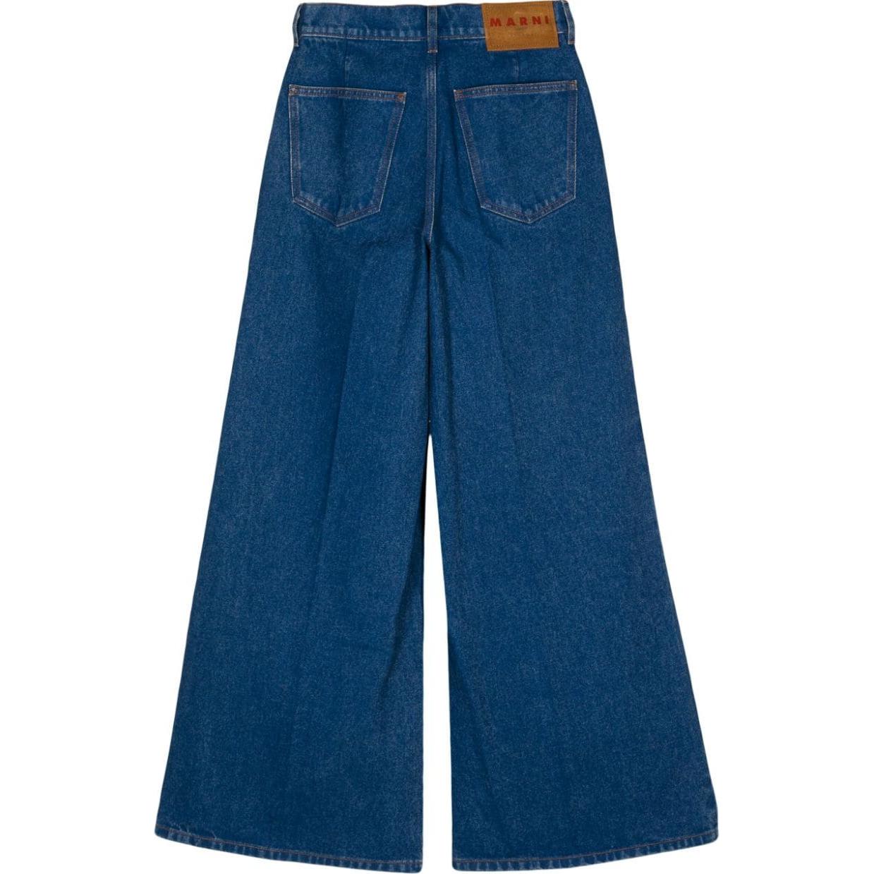 Lookbook (W) マルニ ワイドレッグ ウォッシュド コントラストステッチ ジーンズ - ミッドブルー PAJD0514X0USCU83-BLUE