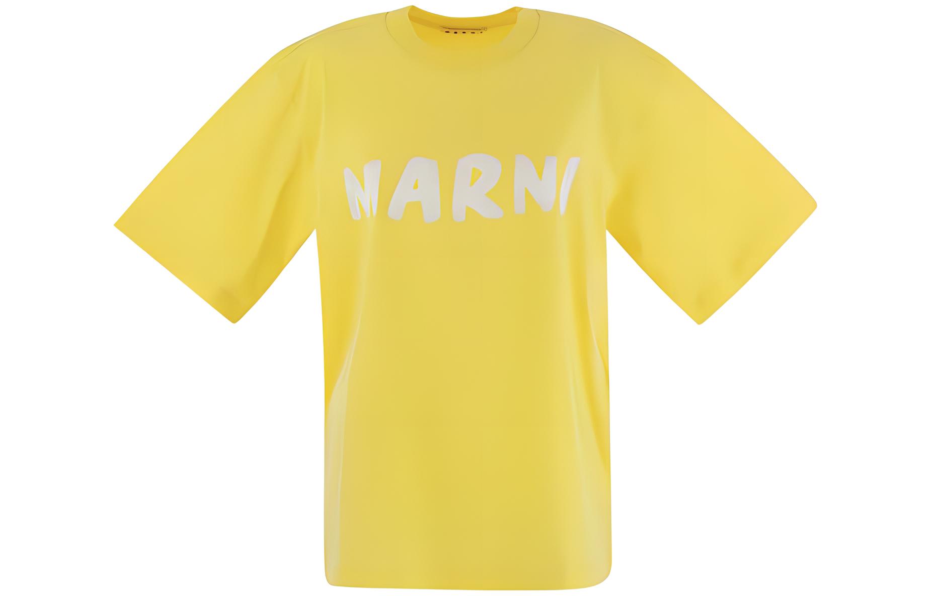 (Women) MARNI  Yellow Logo Print Crewneck Short Sleeve T-Shirt THJET49EPH-USCS11-L1Y20