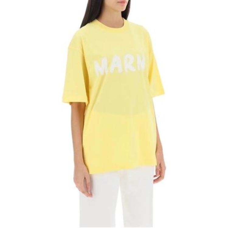 (Women) MARNI  Yellow Logo Print Crewneck Short Sleeve T-Shirt THJET49EPH-USCS11-L1Y20 圖 4