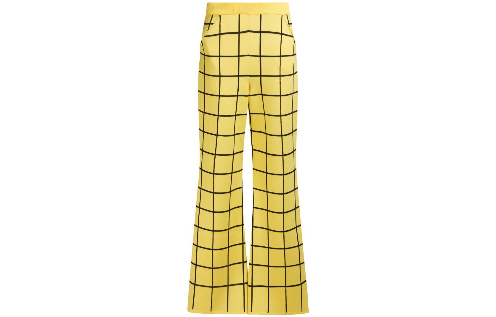 (Women) MARNI  Yellow Plaid High-Waist Wide-Leg Casual Pants. PUMG0035Q0-UFV111-CHY56