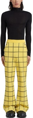 (Women) MARNI Yellow Plaid High-Waist Wide-Leg Casual Pants. PUMG0035Q0-UFV111-CHY56 Lookbook (Women) MARNI Yellow Plaid High-Waist Wide-Leg Casual Pants. PUMG0035Q0-UFV111-CHY56