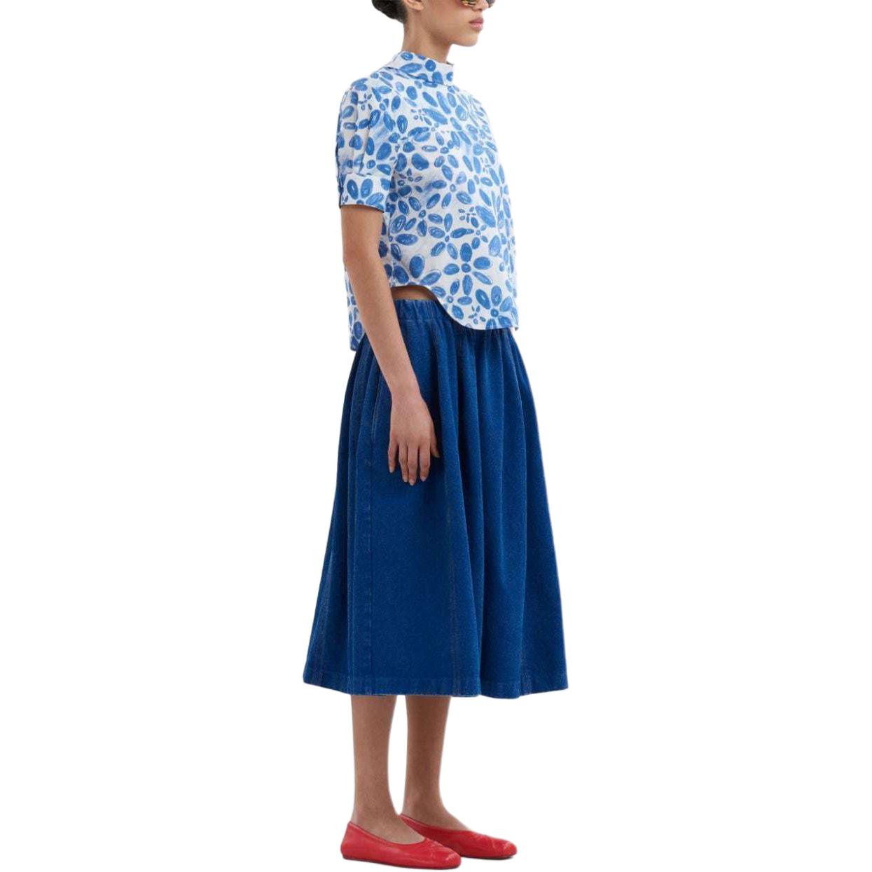 Purchase (W) マルニ 抽象プリント カーブヘム 半袖シャツ レディース ホワイト. TTMA0351S1UTC410-BLUE