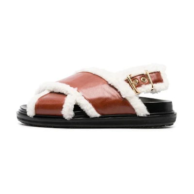 (W) Marni Ankle-Wrap Open-Toe Sandals 'White Brown'