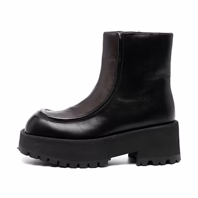 (W) Marni Ankle Boot 'Retro Square Toe Black/Brown'