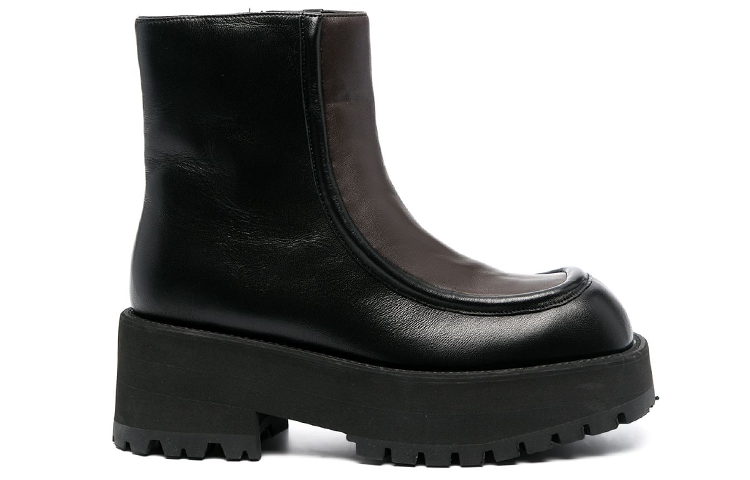 Order MARNI 時尚復古方頭短靴 女款 黑色/棕色