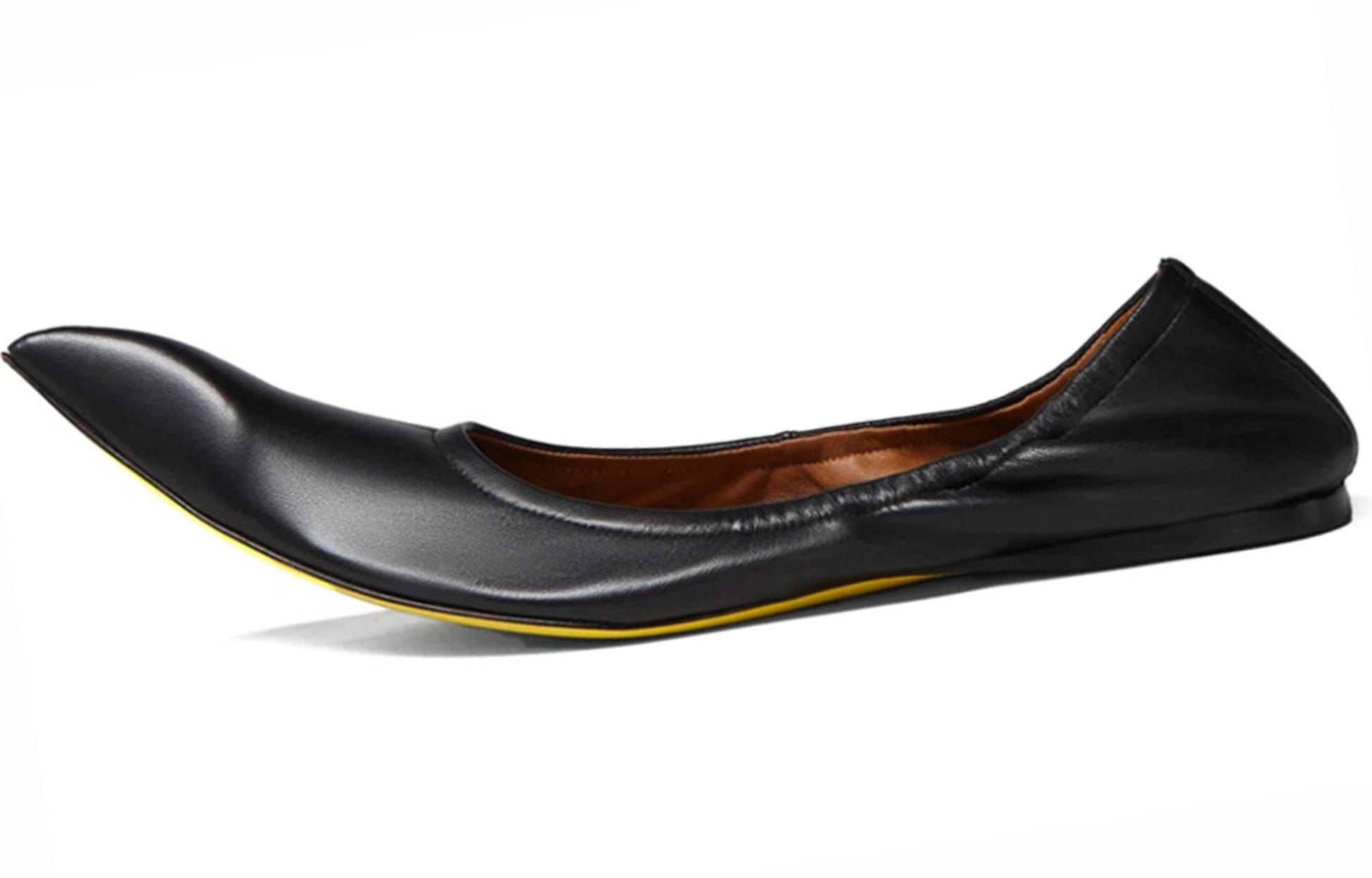 (W) Marni Ballet Flat 'Black Leather Point-Toe'