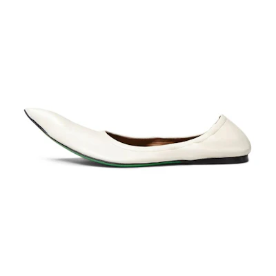 (W) Marni Ballet Flat 'White Leather'