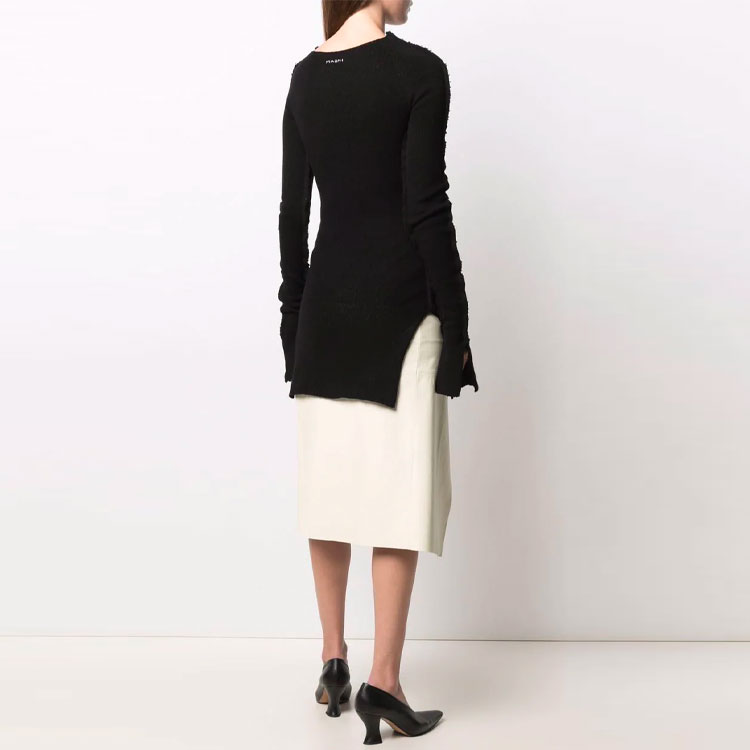 Shop (W) MARNI 黑色开衩袖针织套头毛衣. GCMD0278A0UFZ409-00N99