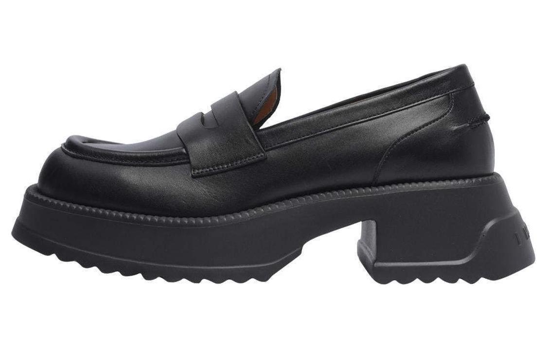 (Women) MARNI Black Leather Loafers - Comfortable Casual Style MOMS005104P645300N99