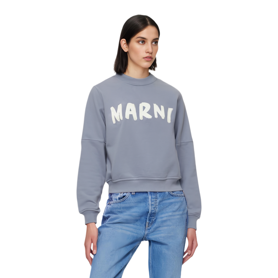 Purchase (Women) MARNI Bold Logo Crewneck Long Sleeve Sweatshirt Women’s Light Purple. FLJE0185P2USCU88LOB36