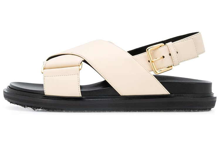 (W) Marni Buckle Leather Sandal 'Beige'