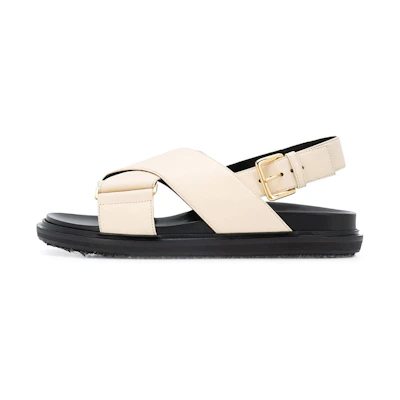 (W) Marni Buckle Leather Sandal 'Beige'
