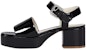 (W) Marni Sandal Kulit Berkilat dengan Buckle 'Hitam' SAMS014605P434700N99