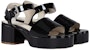 (W) Marni Sandal Kulit Berkilat dengan Buckle 'Hitam' SAMS014605P434700N99