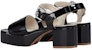 (W) Marni Sandal Kulit Berkilat dengan Buckle 'Hitam' SAMS014605P434700N99