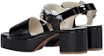 Lookbook (W) Marni Sandal Kulit Berkilat dengan Buckle 'Hitam' SAMS014605P434700N99