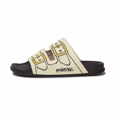 (W) Marni Buckle Print Slide 'Beige Black'