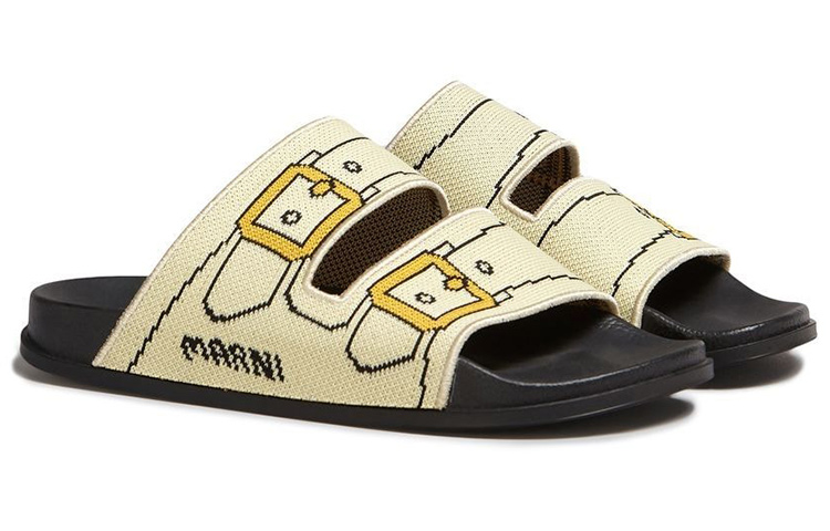 (W) Marni Buckle Print Slide 'Beige Black' 圖 2
