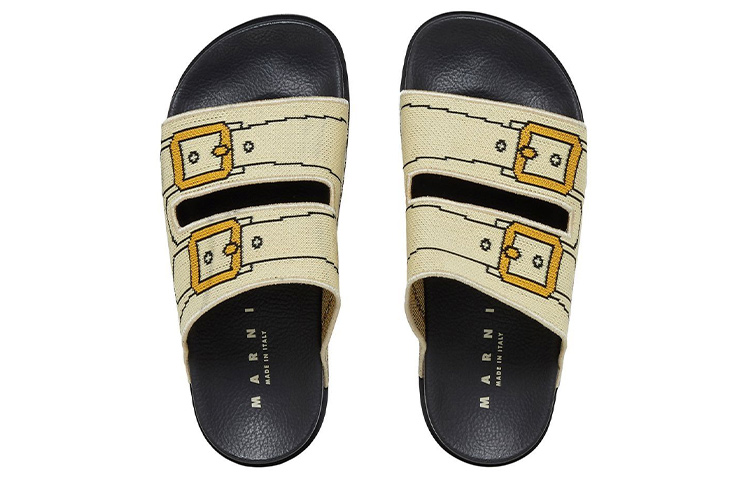 (W) Marni Buckle Print Slide 'Beige Black' 圖 3