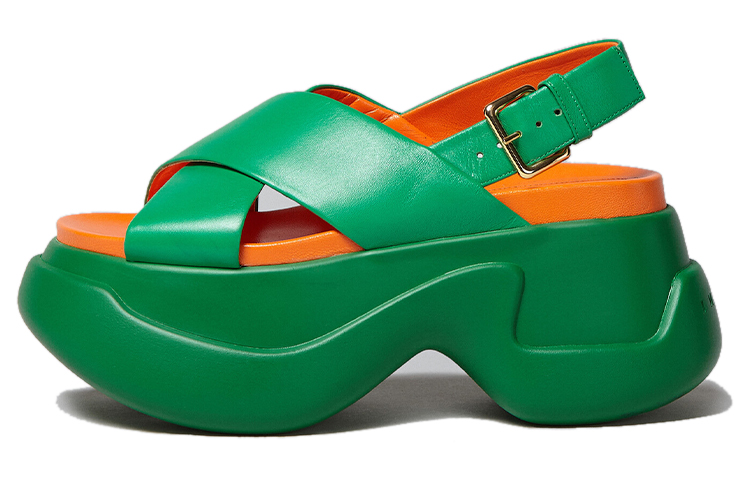 (Women) Marni Buckle Thick Sole Fashion Sandal 'Green' FBMS014808P508800V73