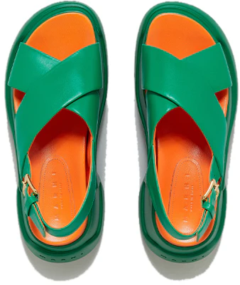 MARNI 小牛皮 搭扣厚底時尚涼鞋 女款 綠色 Lookbook MARNI 小牛皮 搭扣厚底時尚涼鞋 女款 綠色