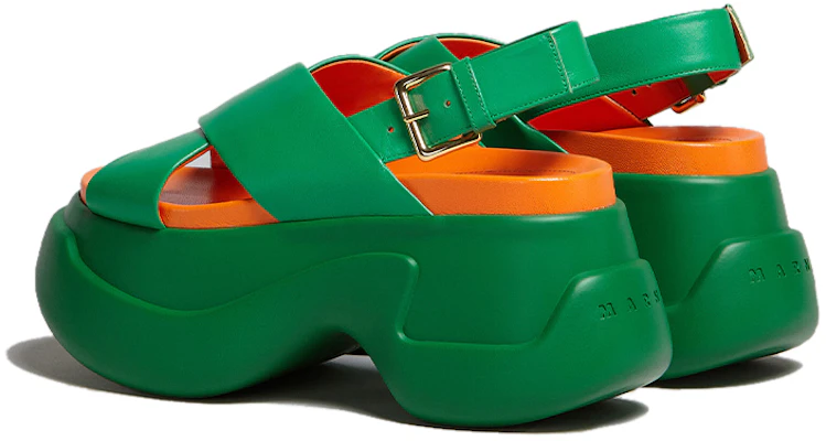 MARNI 小牛皮 搭扣厚底時尚涼鞋 女款 綠色 Shop MARNI 小牛皮 搭扣厚底時尚涼鞋 女款 綠色