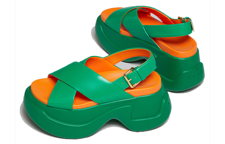 Purchase MARNI 小牛皮 搭扣厚底時尚涼鞋 女款 綠色