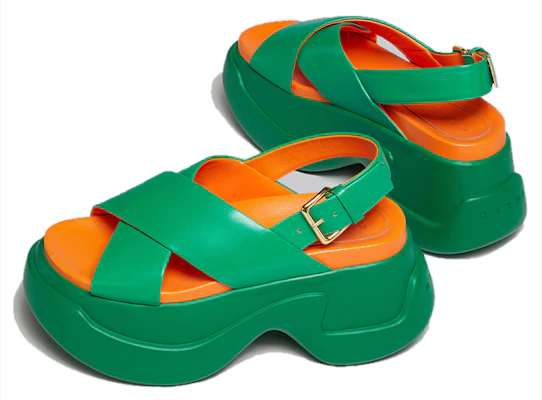 MARNI 小牛皮 搭扣厚底時尚涼鞋 女款 綠色 Purchase MARNI 小牛皮 搭扣厚底時尚涼鞋 女款 綠色