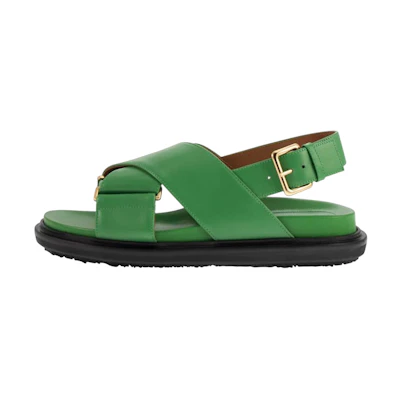 (W) Marni Calfskin Crisscross Strap Sandals 'Green Fashion'